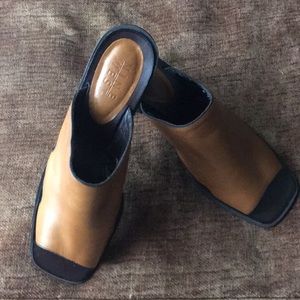 Nine West brown mules with 2.5” heel.